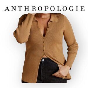 Anthropologie Maeve Ribbed Slim Fit Cardigan in Honey Size XS NWT